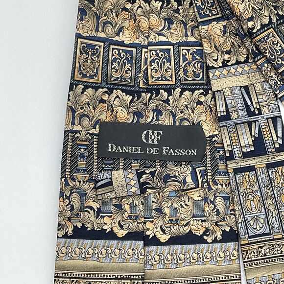 Daniel De Fasson Ionic Tie 100% Silk Blue Handmade Tie Designer - Picture 4 of 5